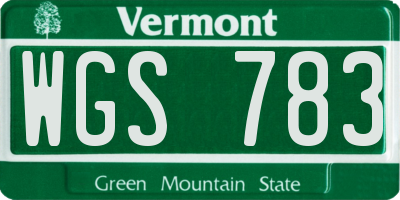 VT license plate WGS783