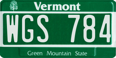 VT license plate WGS784