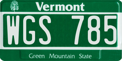 VT license plate WGS785
