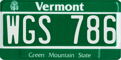 VT license plate WGS786