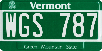 VT license plate WGS787