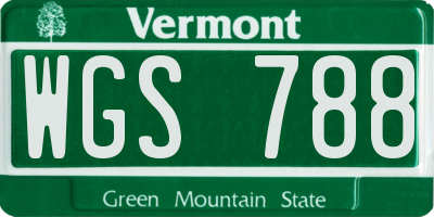 VT license plate WGS788