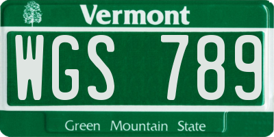 VT license plate WGS789