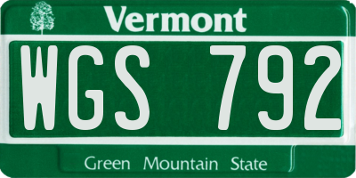 VT license plate WGS792