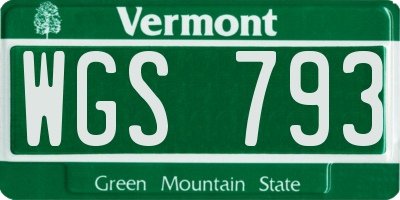 VT license plate WGS793