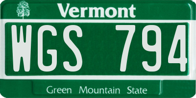 VT license plate WGS794