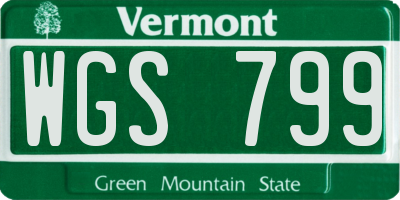 VT license plate WGS799