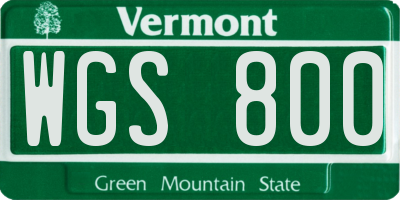 VT license plate WGS800