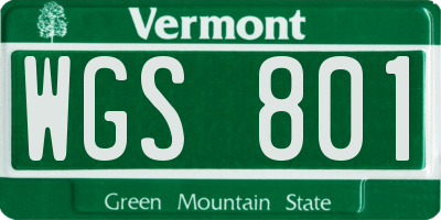 VT license plate WGS801