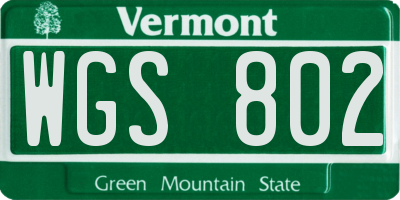 VT license plate WGS802