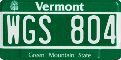 VT license plate WGS804