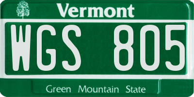 VT license plate WGS805