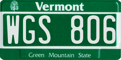 VT license plate WGS806