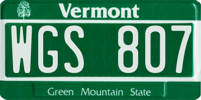 VT license plate WGS807