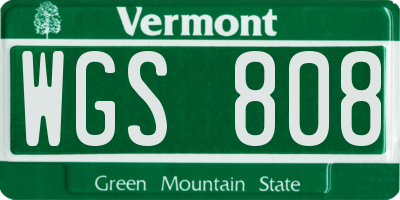 VT license plate WGS808