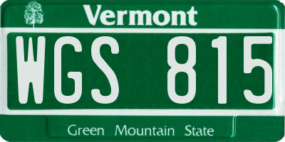 VT license plate WGS815