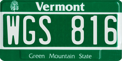 VT license plate WGS816