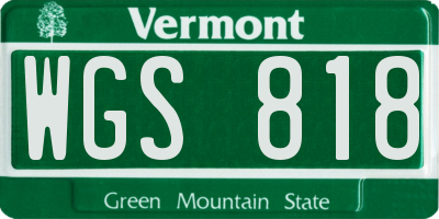 VT license plate WGS818