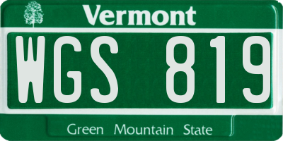 VT license plate WGS819