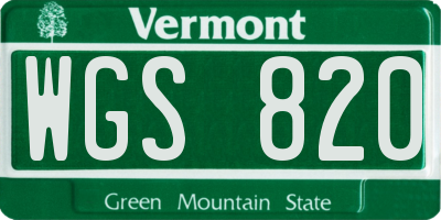VT license plate WGS820