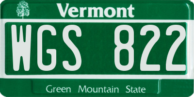 VT license plate WGS822