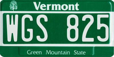 VT license plate WGS825