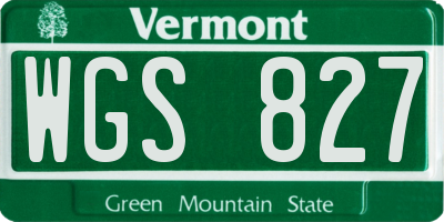 VT license plate WGS827