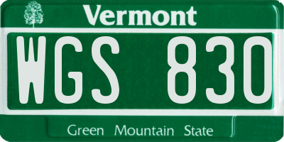 VT license plate WGS830