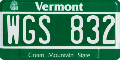 VT license plate WGS832