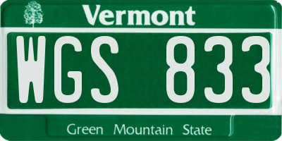 VT license plate WGS833