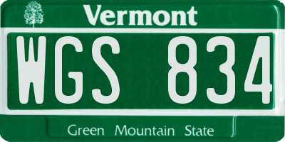 VT license plate WGS834
