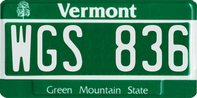 VT license plate WGS836