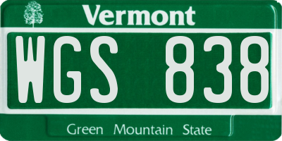 VT license plate WGS838