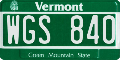 VT license plate WGS840