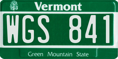 VT license plate WGS841
