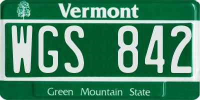 VT license plate WGS842
