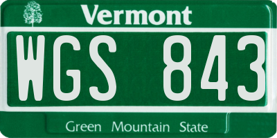 VT license plate WGS843