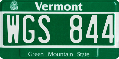 VT license plate WGS844