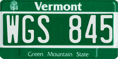VT license plate WGS845