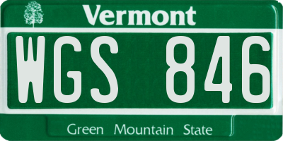 VT license plate WGS846