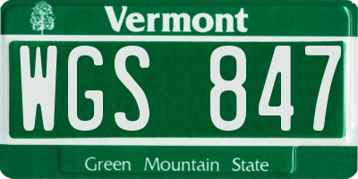 VT license plate WGS847