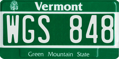 VT license plate WGS848