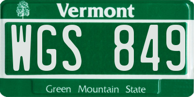VT license plate WGS849