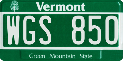 VT license plate WGS850