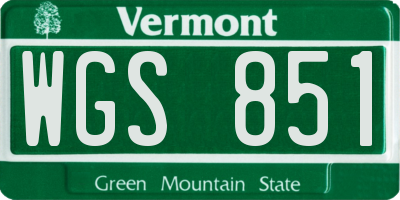 VT license plate WGS851