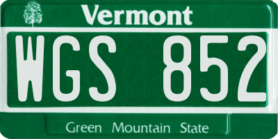 VT license plate WGS852