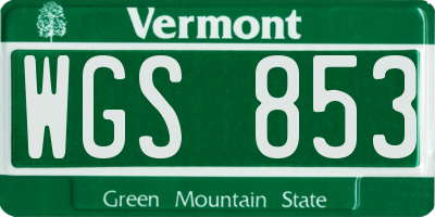 VT license plate WGS853