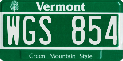 VT license plate WGS854