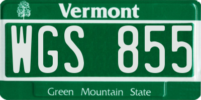 VT license plate WGS855