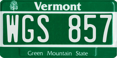 VT license plate WGS857